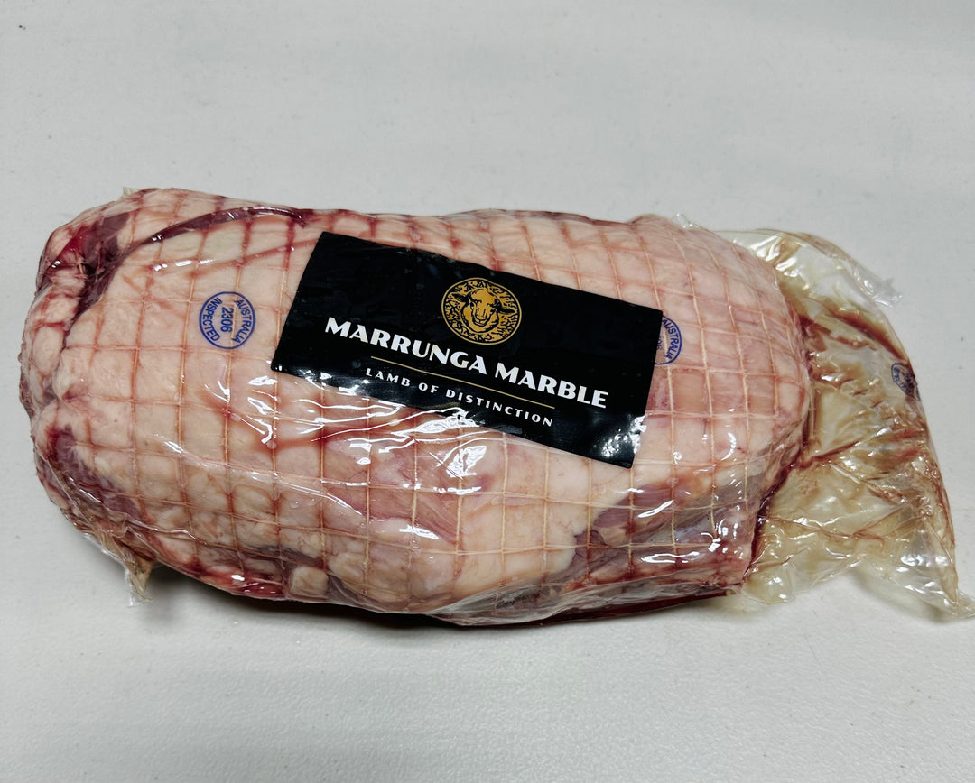 Marrunga Marble Australian Boneless Lamb Shoulder, showcasing rich marbling.