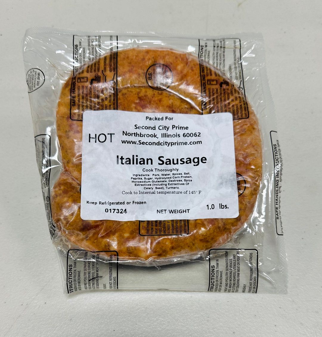 Gourmet Hot Italian Sausage Roll, 1lb pack. Ready to cook pork sausage with spices.