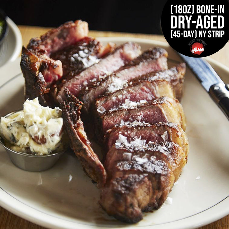 18oz Prime Bone-in Dry Aged NY Strip - Second City Prime