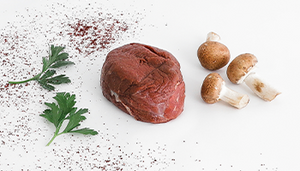 Second City Prime Bison Filet with herbs and mushrooms.